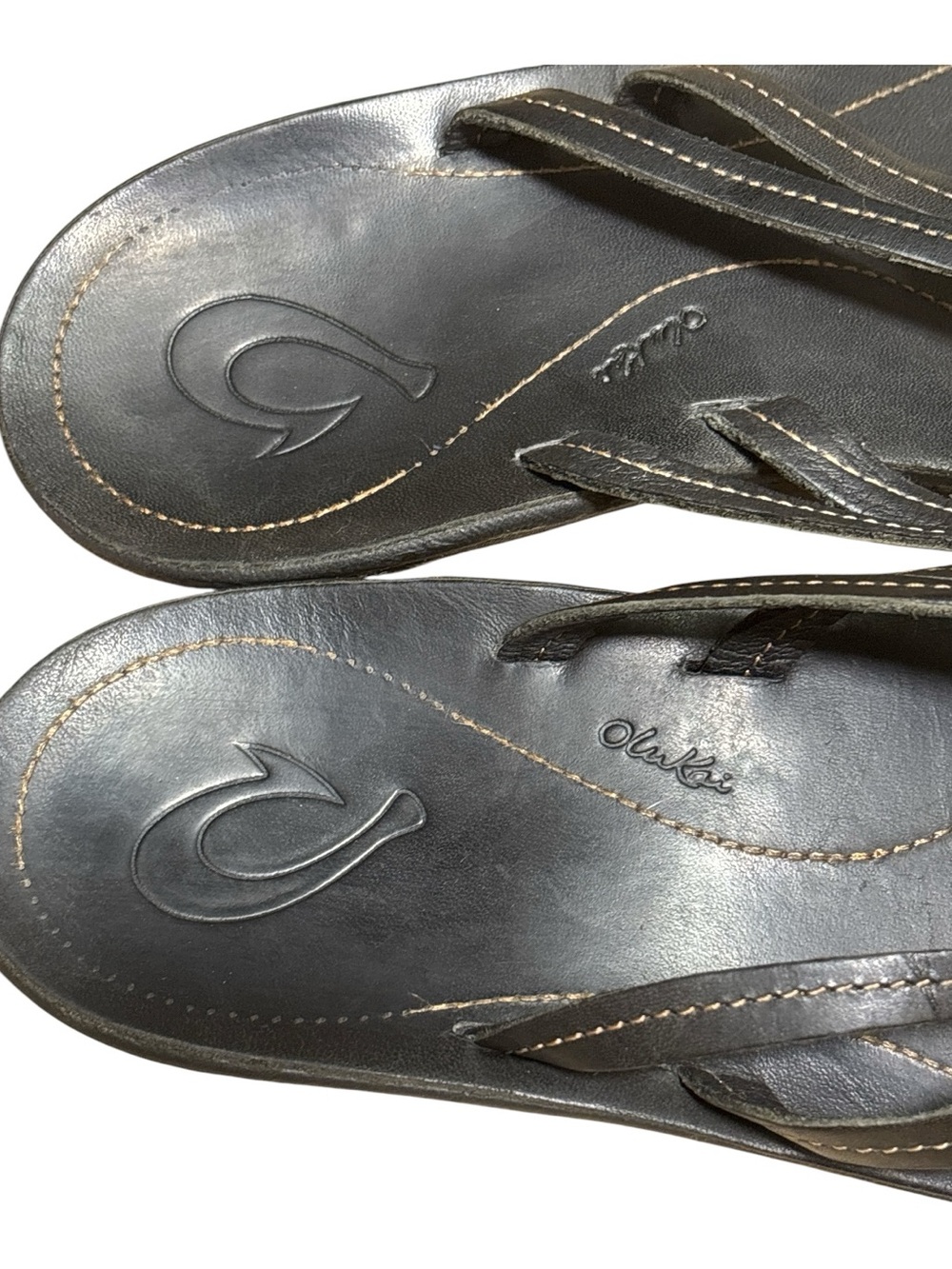 Olukai Women’s U’i Black Leather Thong Sandals Flip Flops - Picture 3 of 6